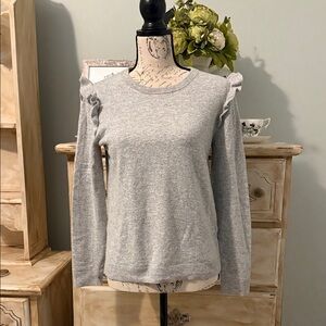 EUC J Crew Light Gray Ruffle Sleeve Sweatshirt